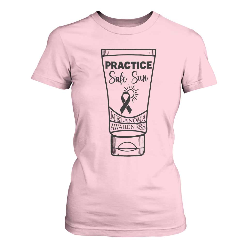 Skin Cancer Prevention T Shirt For Women Practice Safe Sun Awareness Gift TS12 Light Pink Print Your Wear