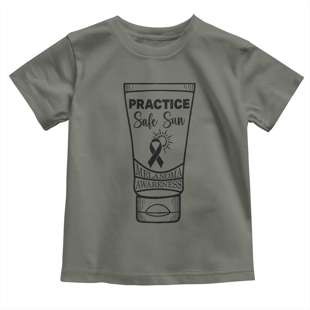 Skin Cancer Prevention Toddler T Shirt Practice Safe Sun Awareness Gift TS12 Military Green Print Your Wear