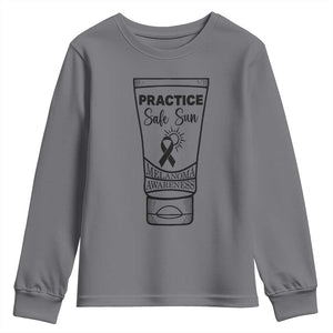 Skin Cancer Prevention Youth Sweatshirt Practice Safe Sun Awareness Gift TS12 Charcoal Print Your Wear