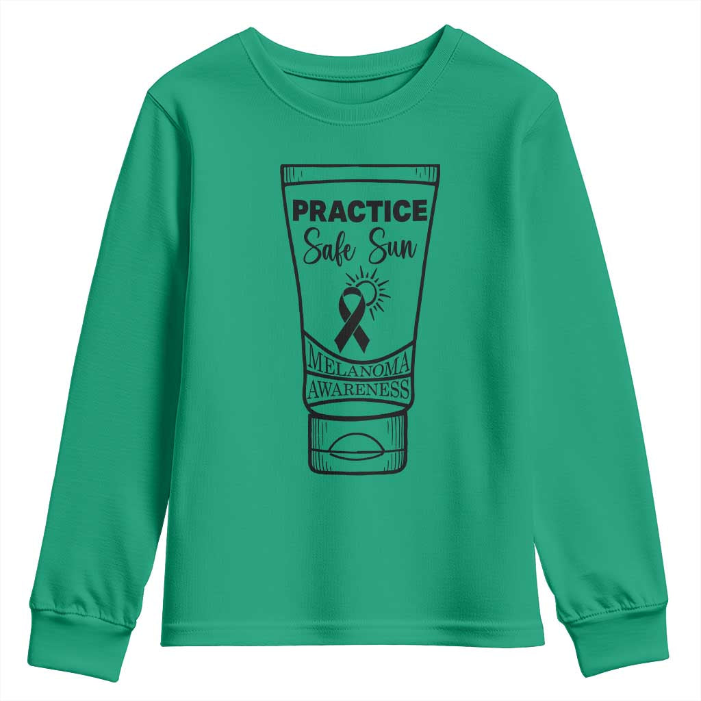 Skin Cancer Prevention Youth Sweatshirt Practice Safe Sun Awareness Gift TS12 Irish Green Print Your Wear