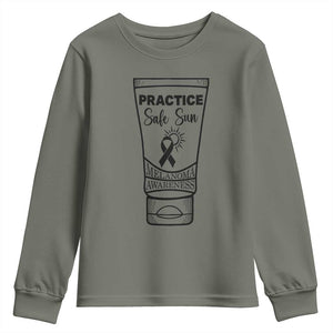 Skin Cancer Prevention Youth Sweatshirt Practice Safe Sun Awareness Gift TS12 Military Green Print Your Wear