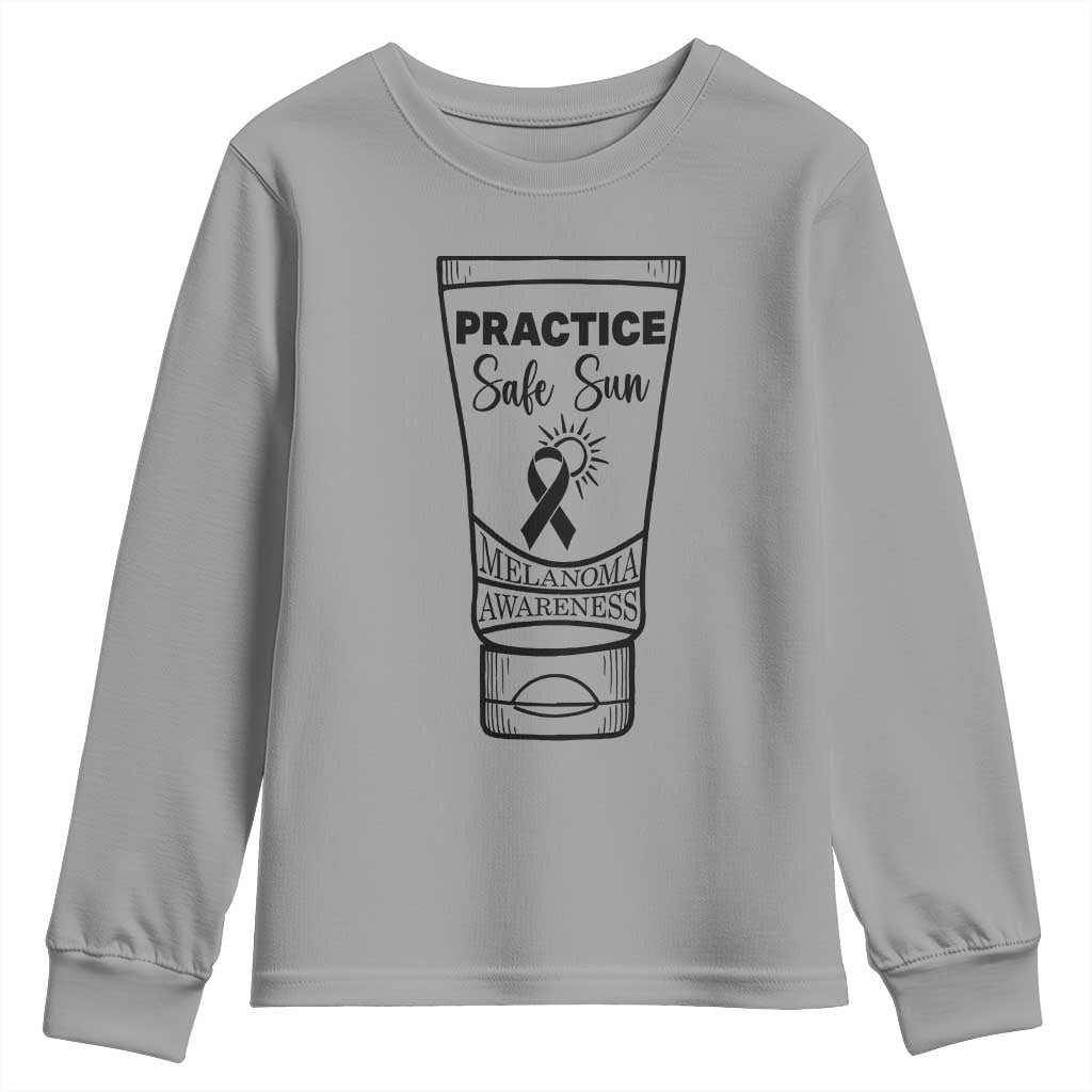 Skin Cancer Prevention Youth Sweatshirt Practice Safe Sun Awareness Gift TS12 Sport Gray Print Your Wear