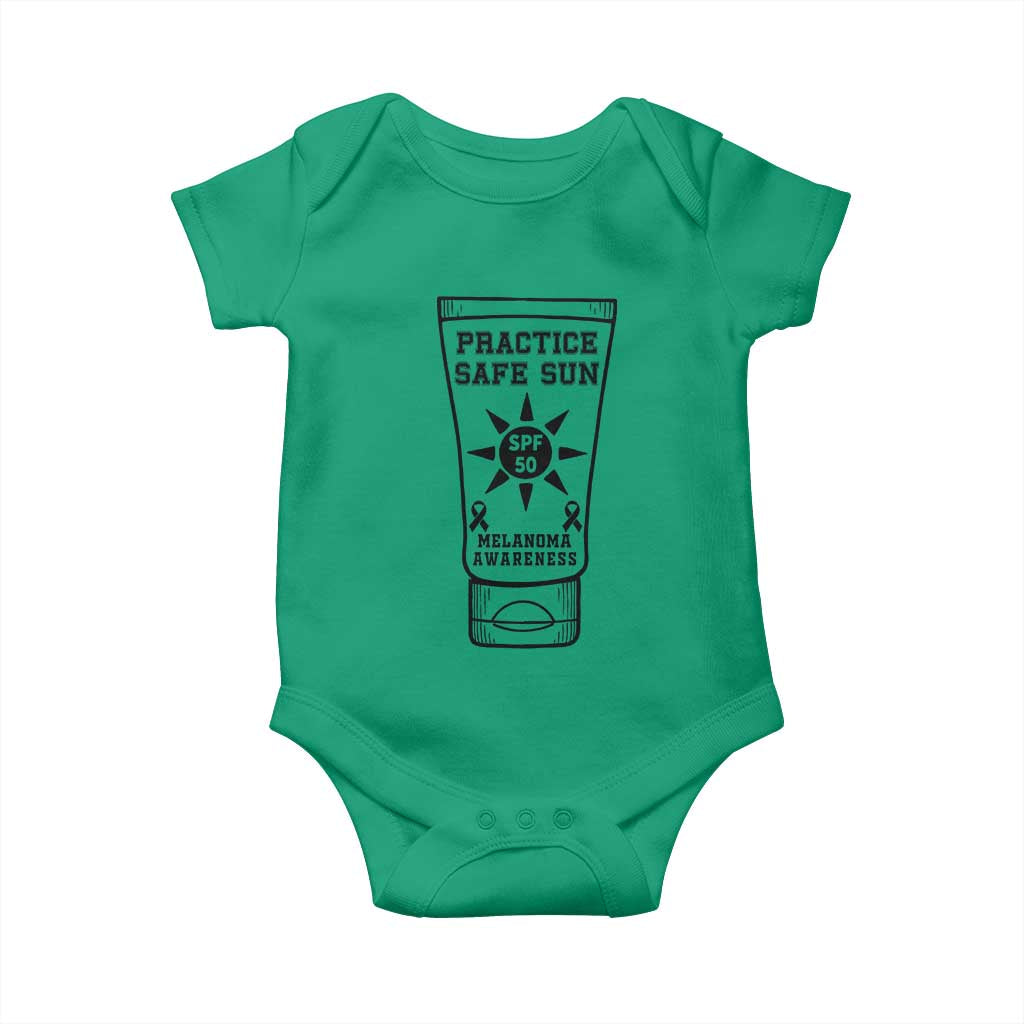 Practice Safe Sun Baby Onesie Funny Melanoma Skin Cancer Graphic TS12 Irish Green Print Your Wear