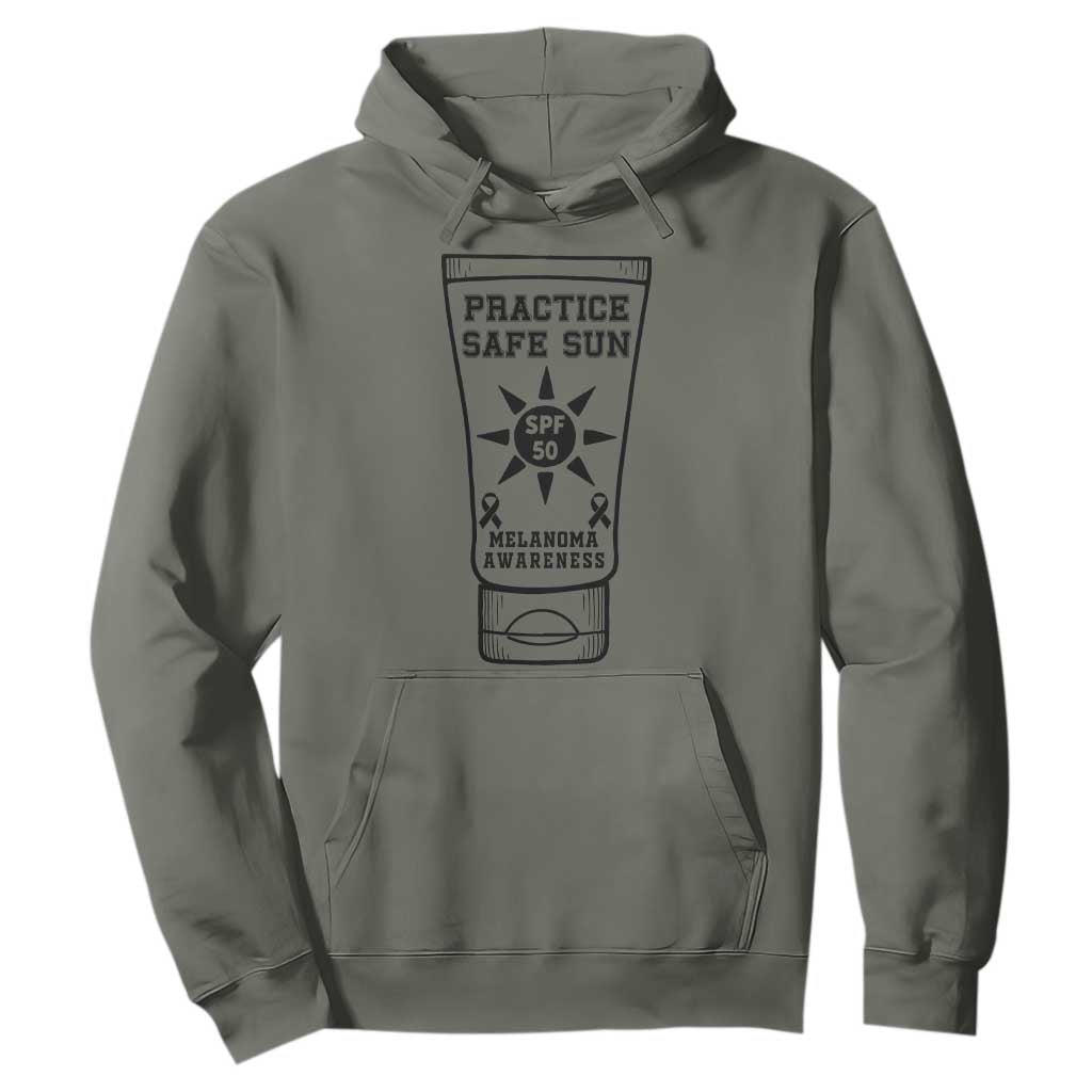 Practice Safe Sun Hoodie Funny Melanoma Skin Cancer Graphic TS12 Military Green Print Your Wear