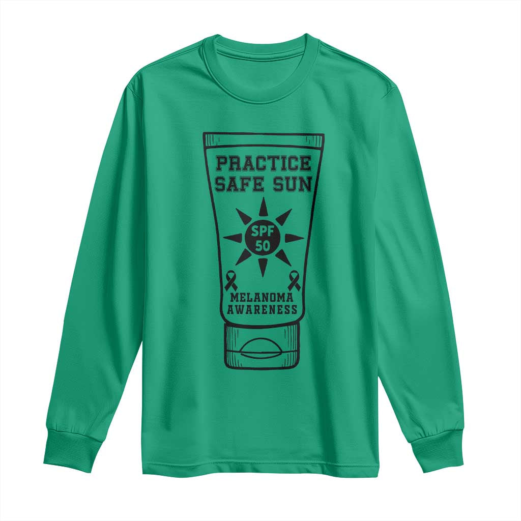 Practice Safe Sun Long Sleeve Shirt Funny Melanoma Skin Cancer Graphic TS12 Irish Green Print Your Wear