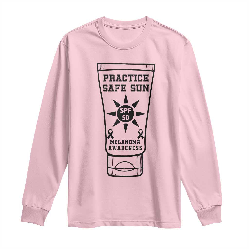 Practice Safe Sun Long Sleeve Shirt Funny Melanoma Skin Cancer Graphic TS12 Light Pink Print Your Wear