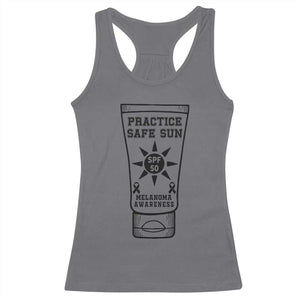 Practice Safe Sun Racerback Tank Top Funny Melanoma Skin Cancer Graphic TS12 Charcoal Print Your Wear
