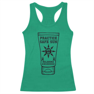 Practice Safe Sun Racerback Tank Top Funny Melanoma Skin Cancer Graphic TS12 Irish Green Print Your Wear