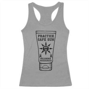 Practice Safe Sun Racerback Tank Top Funny Melanoma Skin Cancer Graphic TS12 Sport Gray Print Your Wear