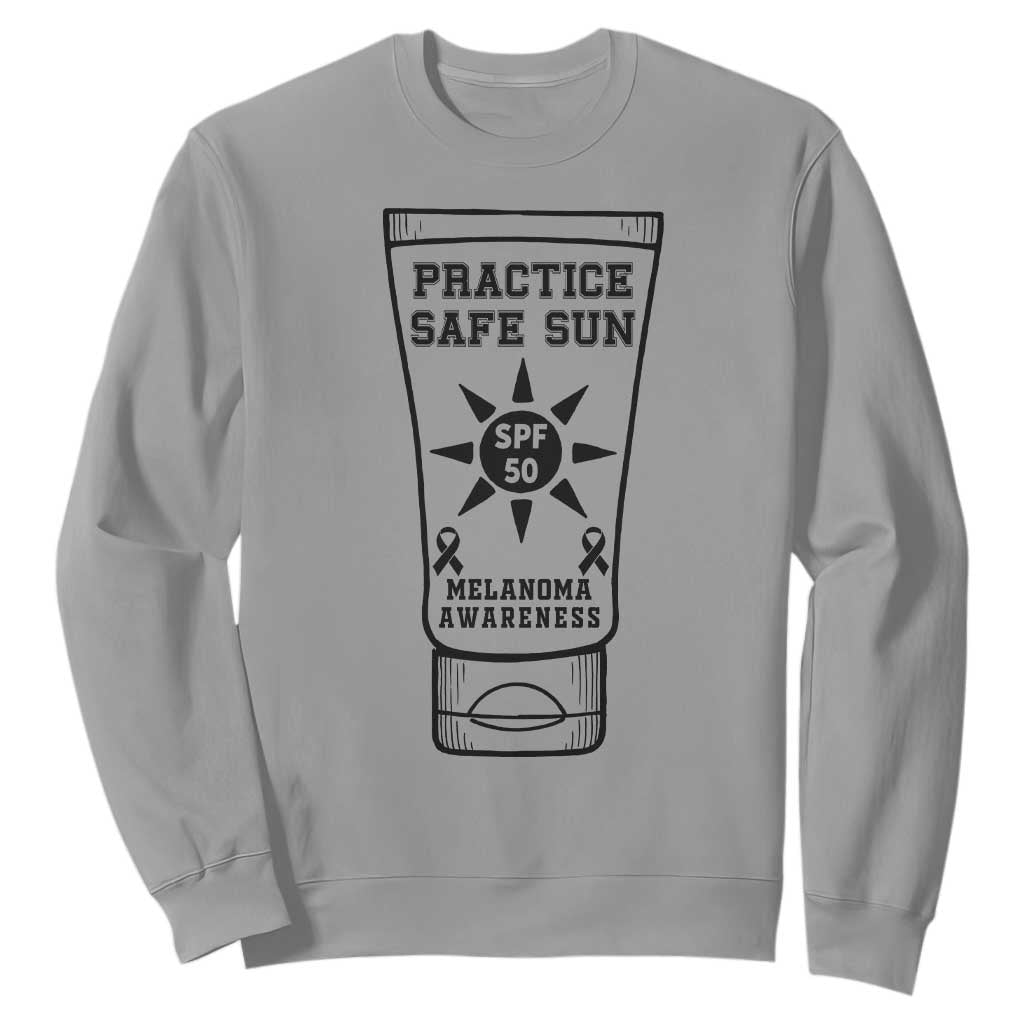 Practice Safe Sun Sweatshirt Funny Melanoma Skin Cancer Graphic TS12 Sport Gray Print Your Wear