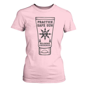 Practice Safe Sun T Shirt For Women Funny Melanoma Skin Cancer Graphic TS12 Light Pink Print Your Wear