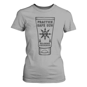 Practice Safe Sun T Shirt For Women Funny Melanoma Skin Cancer Graphic TS12 Sport Gray Print Your Wear