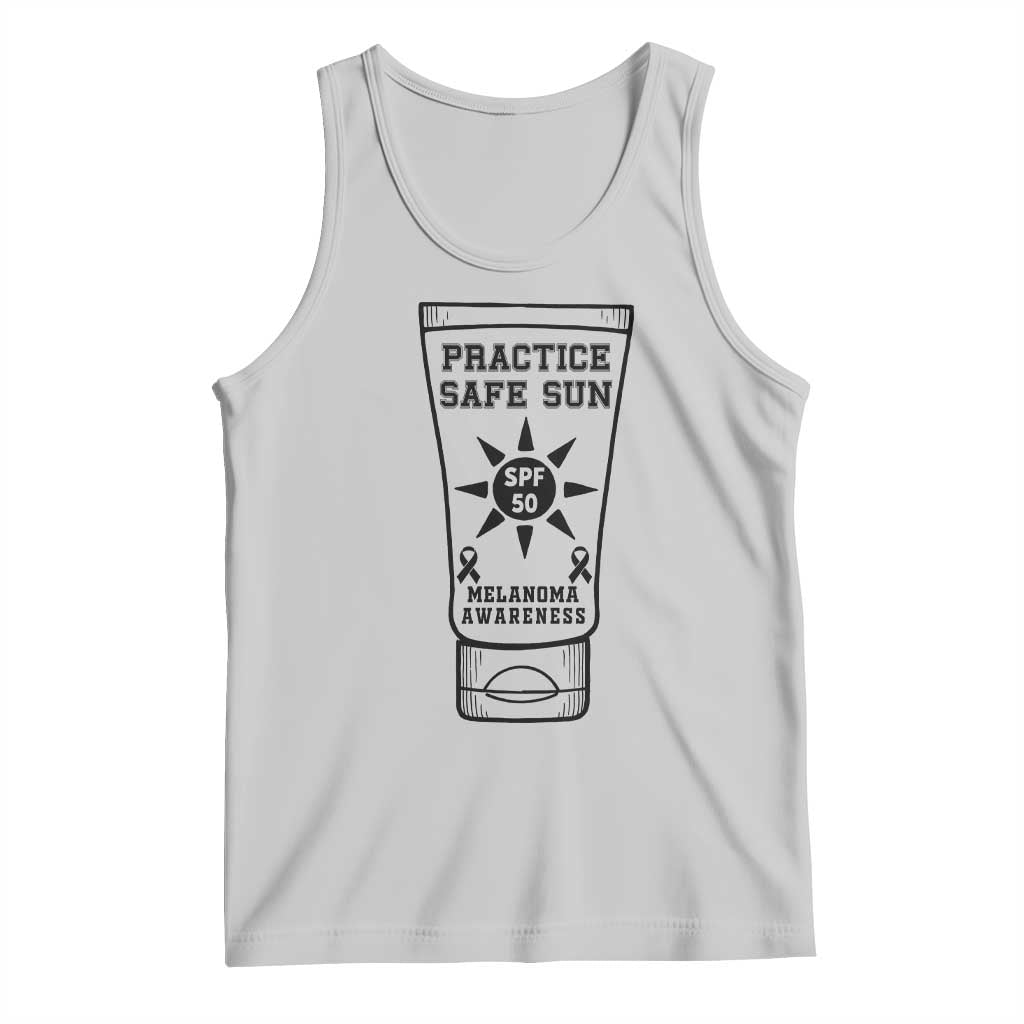 Practice Safe Sun Tank Top Funny Melanoma Skin Cancer Graphic TS12 Ash Print Your Wear