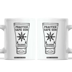 Practice Safe Sun Coffee Mug Funny Melanoma Skin Cancer Graphic TS12 White Print Your Wear