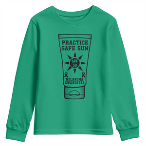 Practice Safe Sun Youth Sweatshirt Funny Melanoma Skin Cancer Graphic TS12 Irish Green Print Your Wear