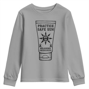 Practice Safe Sun Youth Sweatshirt Funny Melanoma Skin Cancer Graphic TS12 Sport Gray Print Your Wear
