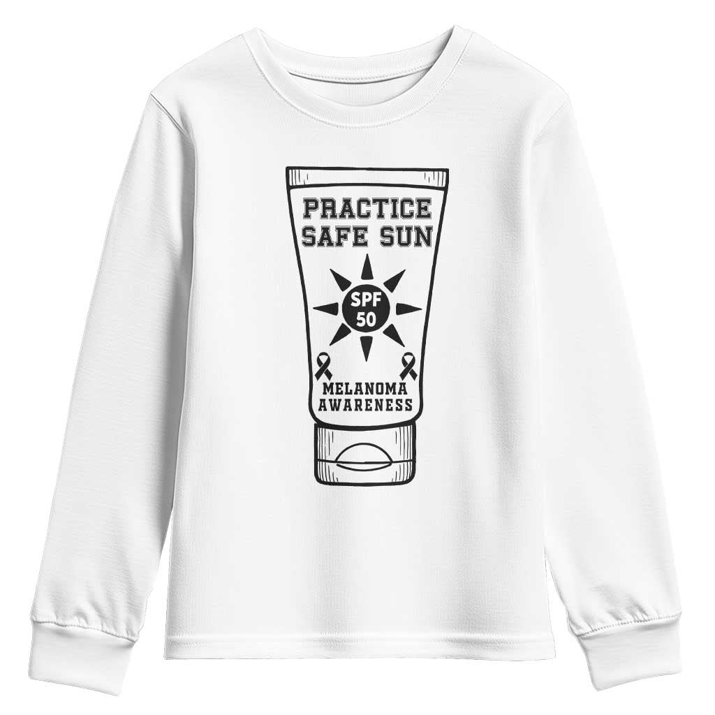 Practice Safe Sun Youth Sweatshirt Funny Melanoma Skin Cancer Graphic TS12 White Print Your Wear