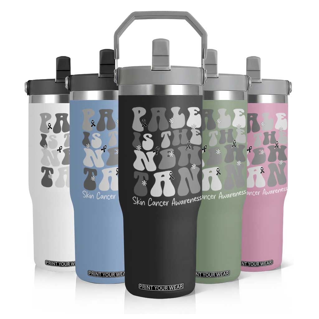 Skin Cancer Warrior Flip Straw Tumbler Pale Is The New Tan TS12 Print Your Wear