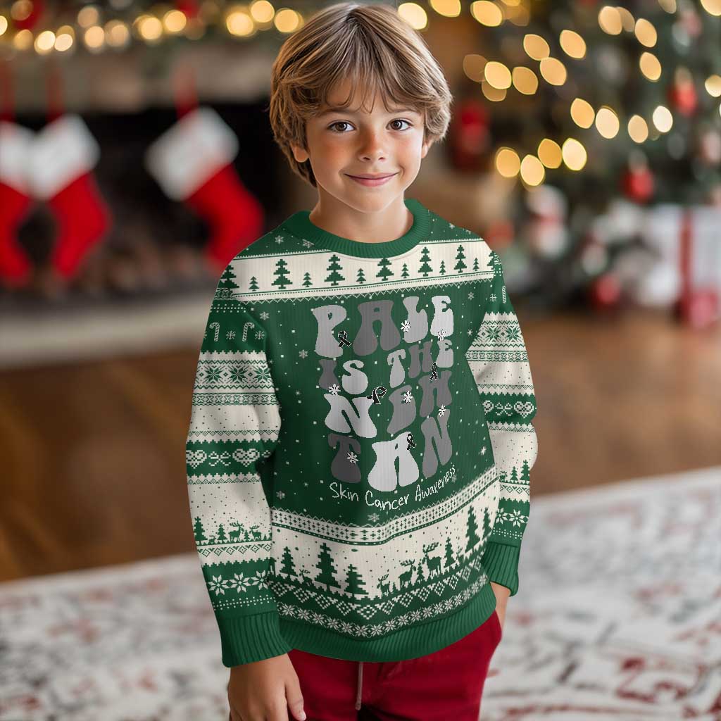Skin Cancer Warrior Ugly Christmas Sweater Pale Is The New Tan TS12 Forest Green Beige Print Your Wear