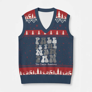 Skin Cancer Warrior V-Neck Knit Sweater Vest Pale Is The New Tan TS12 Navy Red Print Your Wear