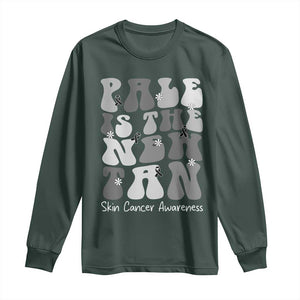 Skin Cancer Warrior Long Sleeve Shirt Pale Is The New Tan TS12 Dark Forest Green Print Your Wear
