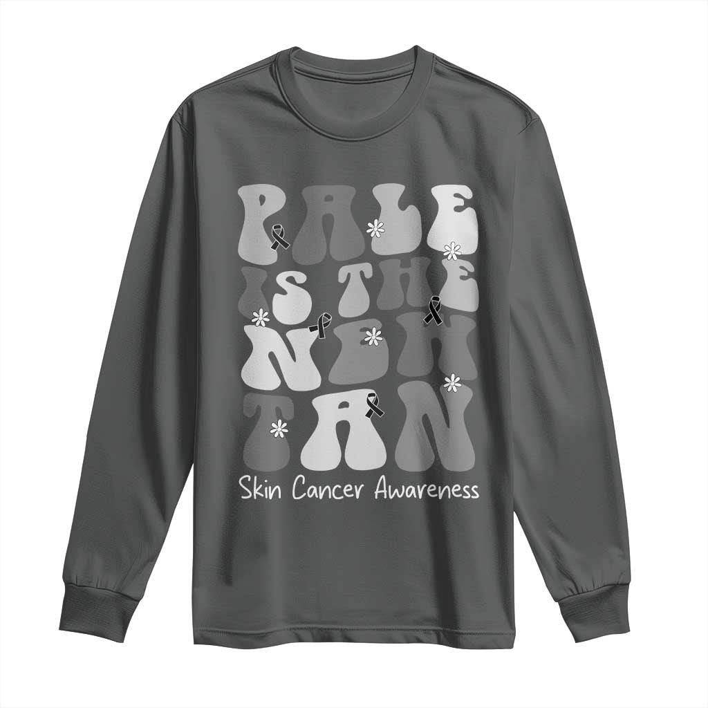 Skin Cancer Warrior Long Sleeve Shirt Pale Is The New Tan TS12 Dark Heather Print Your Wear