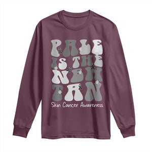 Skin Cancer Warrior Long Sleeve Shirt Pale Is The New Tan TS12 Maroon Print Your Wear