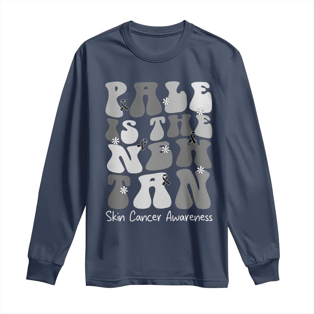 Skin Cancer Warrior Long Sleeve Shirt Pale Is The New Tan TS12 Navy Print Your Wear