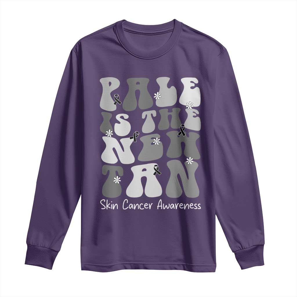 Skin Cancer Warrior Long Sleeve Shirt Pale Is The New Tan TS12 Purple Print Your Wear