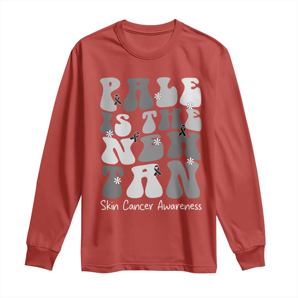 Skin Cancer Warrior Long Sleeve Shirt Pale Is The New Tan TS12 Red Print Your Wear