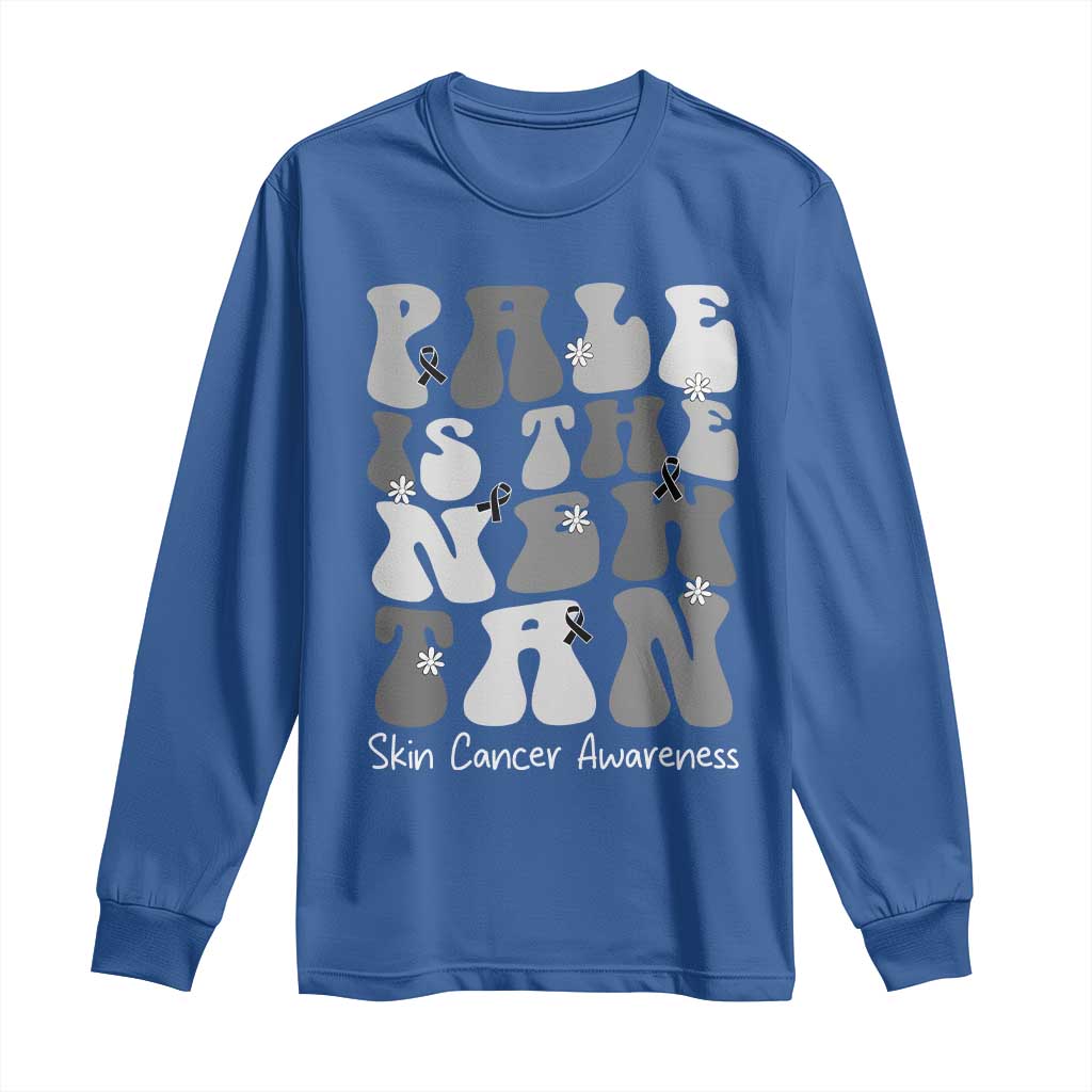 Skin Cancer Warrior Long Sleeve Shirt Pale Is The New Tan TS12 Royal Blue Print Your Wear