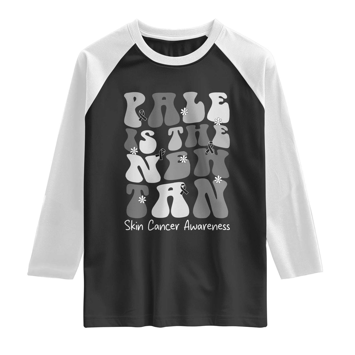 Skin Cancer Warrior Raglan Shirt Pale Is The New Tan TS12 Black White Print Your Wear