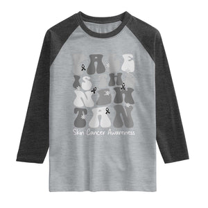 Skin Cancer Warrior Raglan Shirt Pale Is The New Tan TS12 Heather Gray Heather Charcoal Print Your Wear