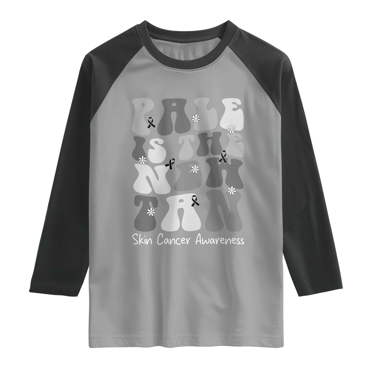 Skin Cancer Warrior Raglan Shirt Pale Is The New Tan TS12 Sport Gray Black Print Your Wear