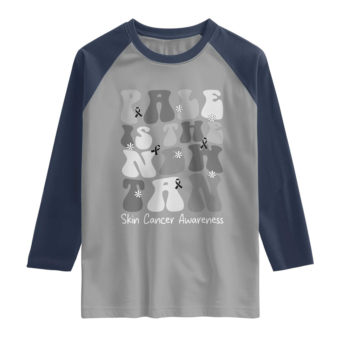 Skin Cancer Warrior Raglan Shirt Pale Is The New Tan TS12 Sport Gray Navy Print Your Wear