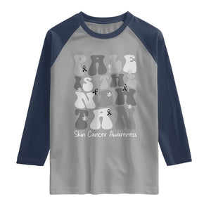 Skin Cancer Warrior Raglan Shirt Pale Is The New Tan TS12 Sport Gray Navy Print Your Wear