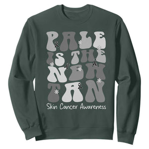 Skin Cancer Warrior Sweatshirt Pale Is The New Tan TS12 Dark Forest Green Print Your Wear