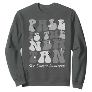 Skin Cancer Warrior Sweatshirt Pale Is The New Tan TS12 Dark Heather Print Your Wear