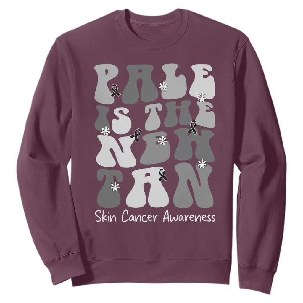 Skin Cancer Warrior Sweatshirt Pale Is The New Tan TS12 Maroon Print Your Wear