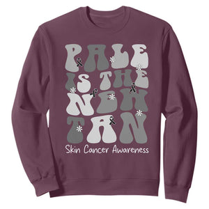 Skin Cancer Warrior Sweatshirt Pale Is The New Tan TS12 Maroon Print Your Wear