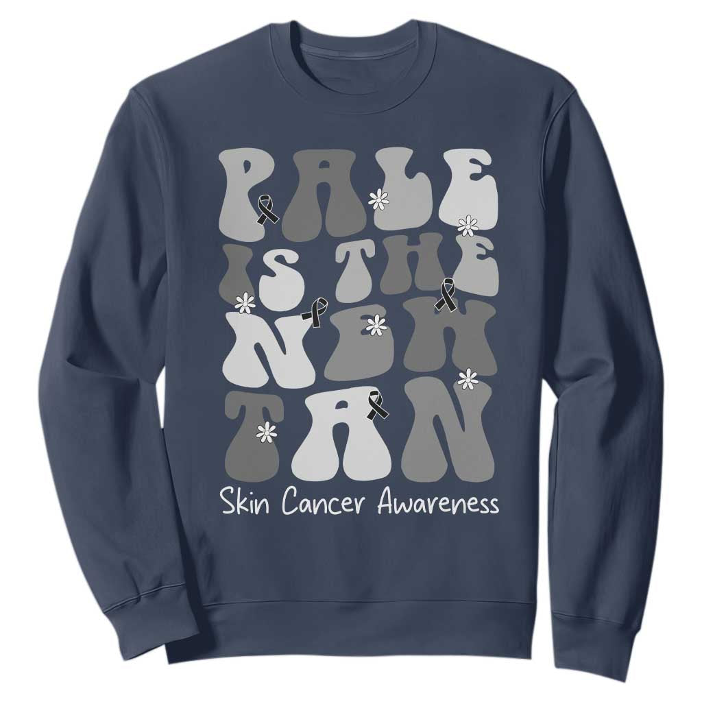 Skin Cancer Warrior Sweatshirt Pale Is The New Tan TS12 Navy Print Your Wear
