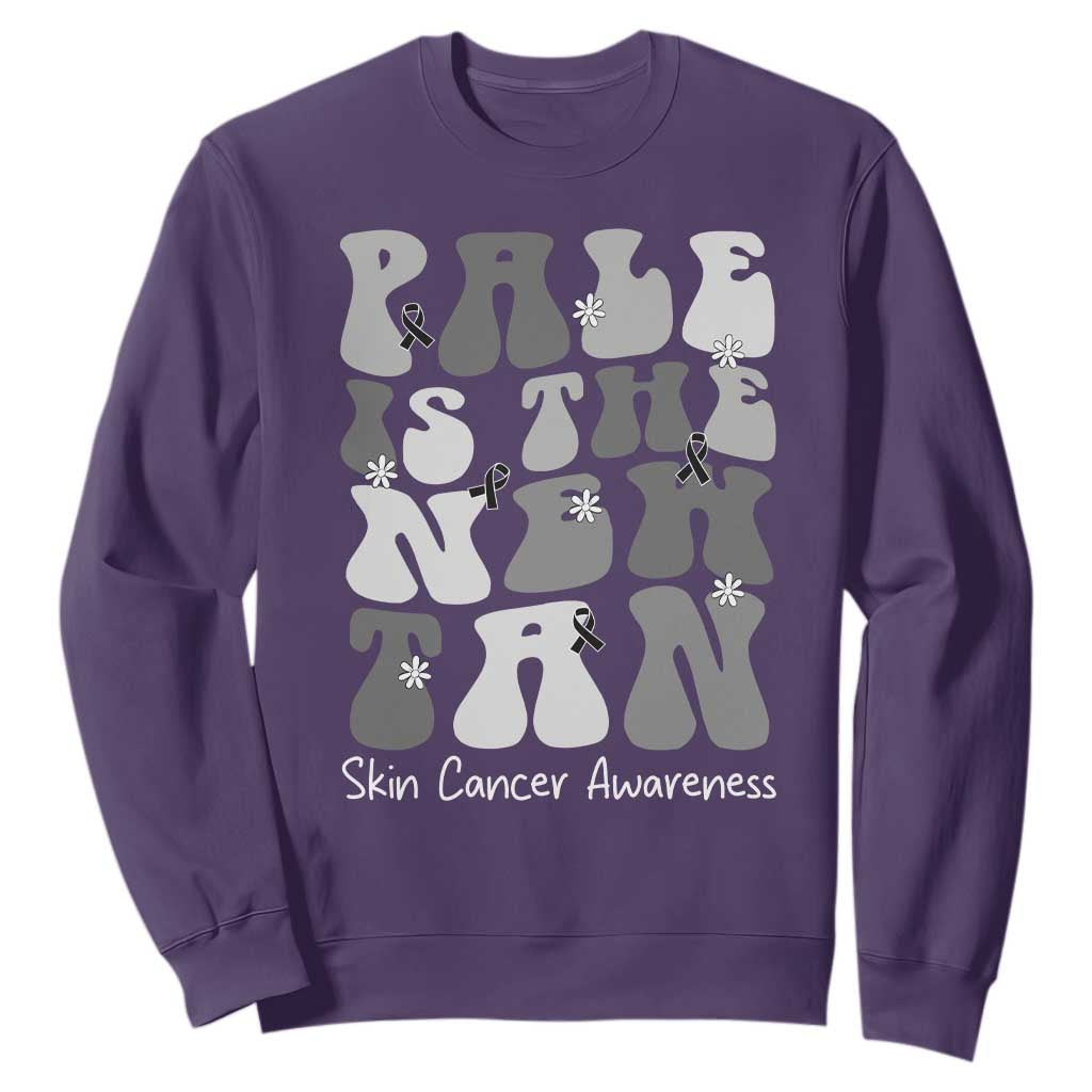 Skin Cancer Warrior Sweatshirt Pale Is The New Tan TS12 Purple Print Your Wear