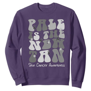 Skin Cancer Warrior Sweatshirt Pale Is The New Tan TS12 Purple Print Your Wear
