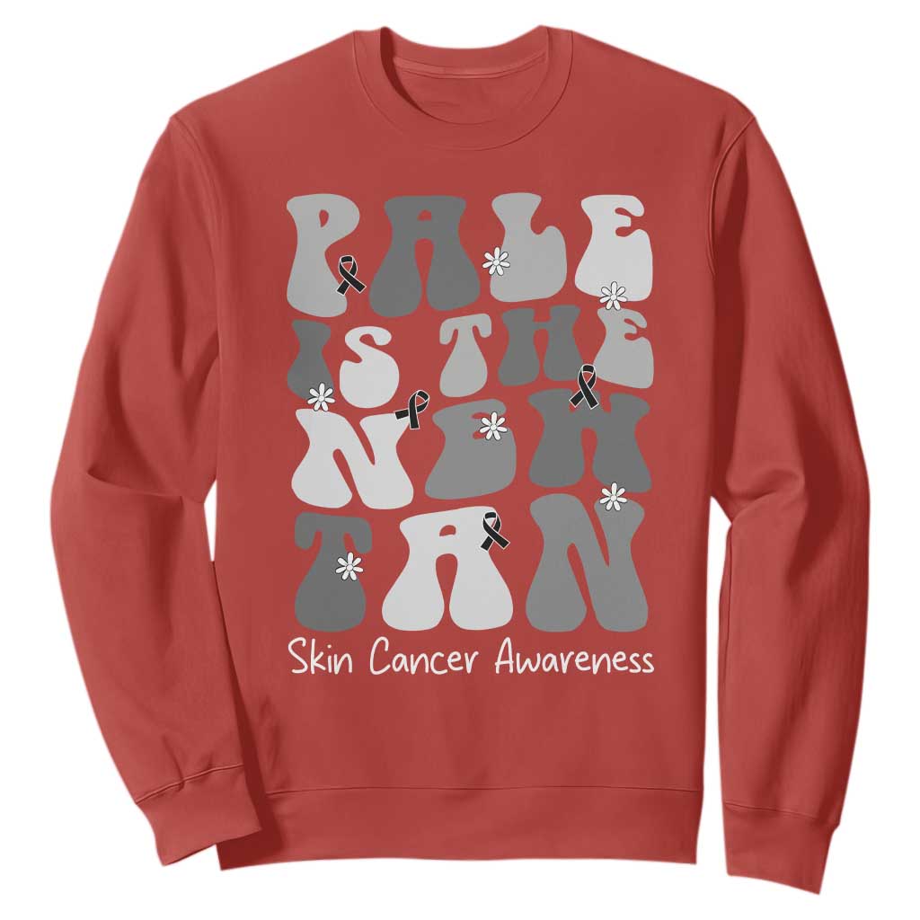 Skin Cancer Warrior Sweatshirt Pale Is The New Tan TS12 Red Print Your Wear