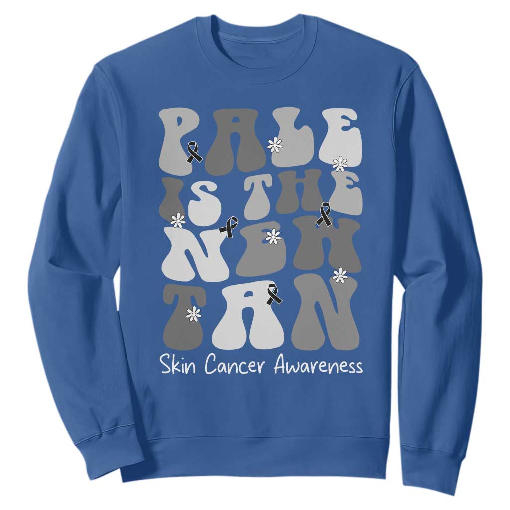 Skin Cancer Warrior Sweatshirt Pale Is The New Tan TS12 Royal Blue Print Your Wear