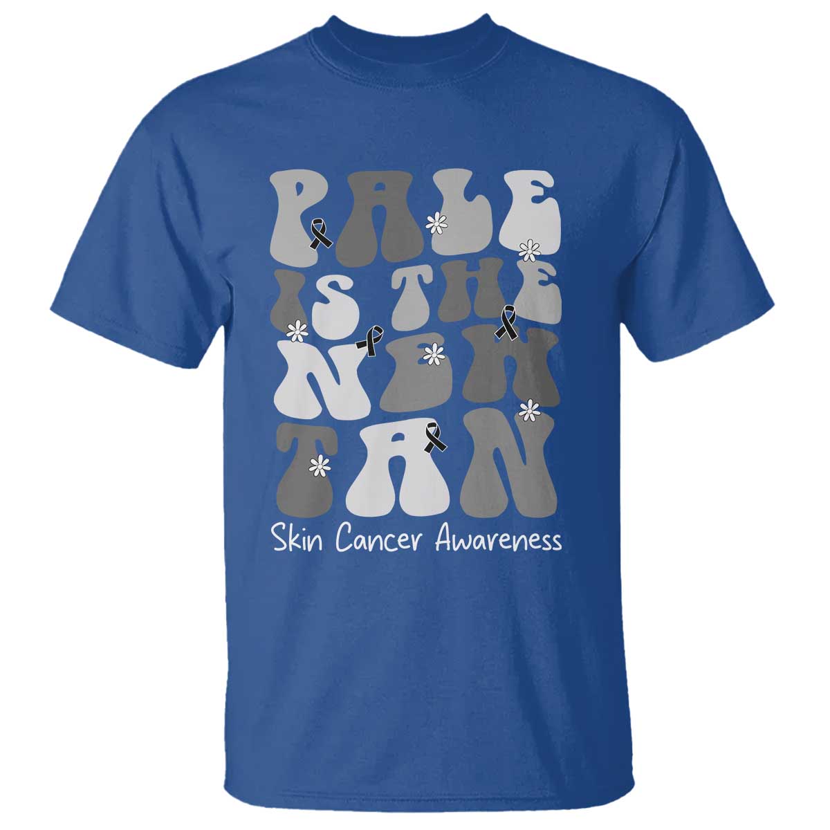 Skin Cancer Warrior T Shirt Pale Is The New Tan TS12 Royal Blue Print Your Wear