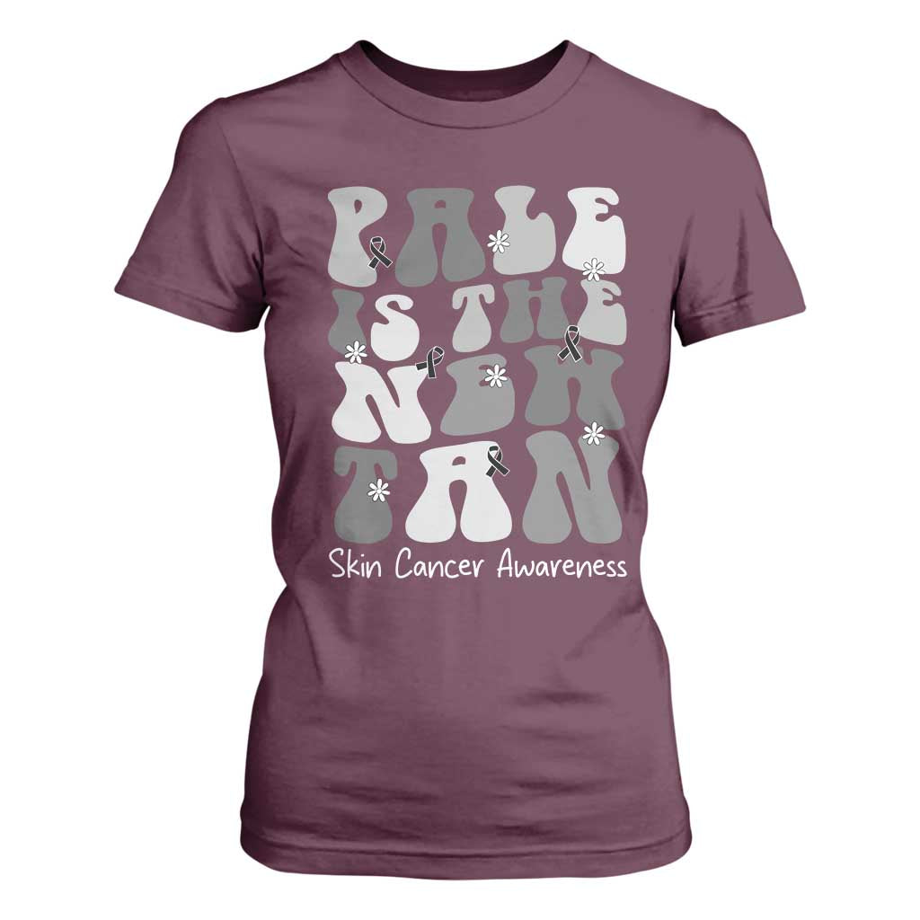 Skin Cancer Warrior T Shirt For Women Pale Is The New Tan TS12 Maroon Print Your Wear
