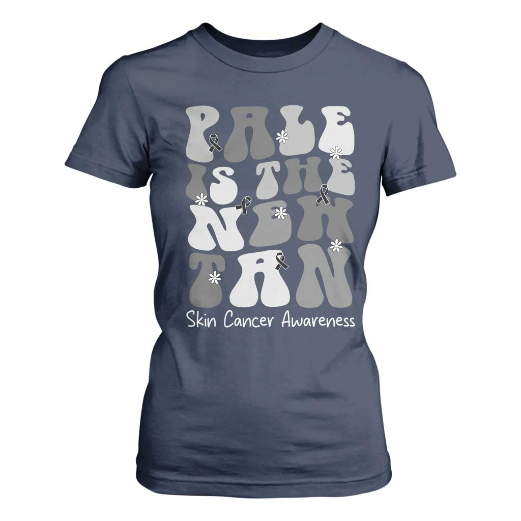 Skin Cancer Warrior T Shirt For Women Pale Is The New Tan TS12 Navy Print Your Wear