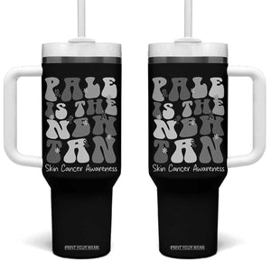 Skin Cancer Warrior Tumbler With Handle Pale Is The New Tan TS12 One Size: 40 oz Black Print Your Wear