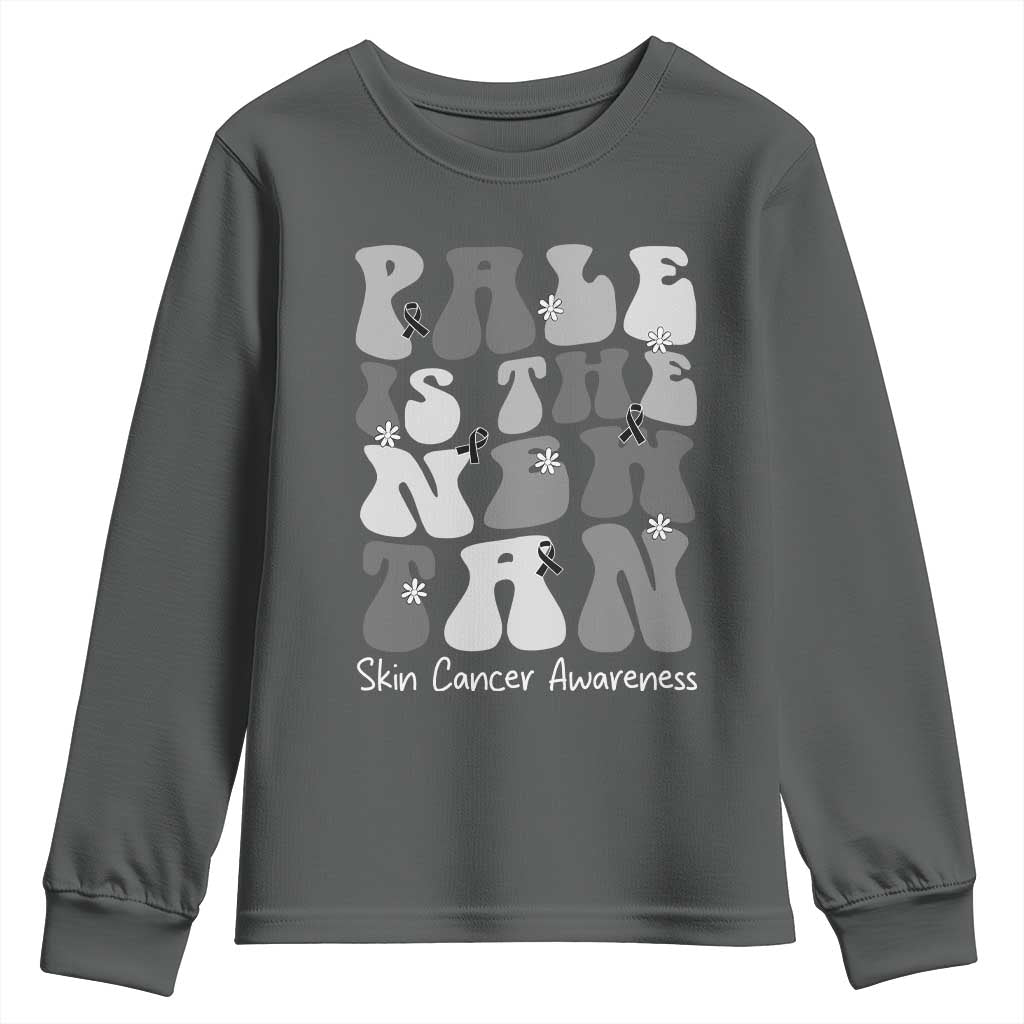 Skin Cancer Warrior Youth Sweatshirt Pale Is The New Tan TS12 Dark Heather Print Your Wear
